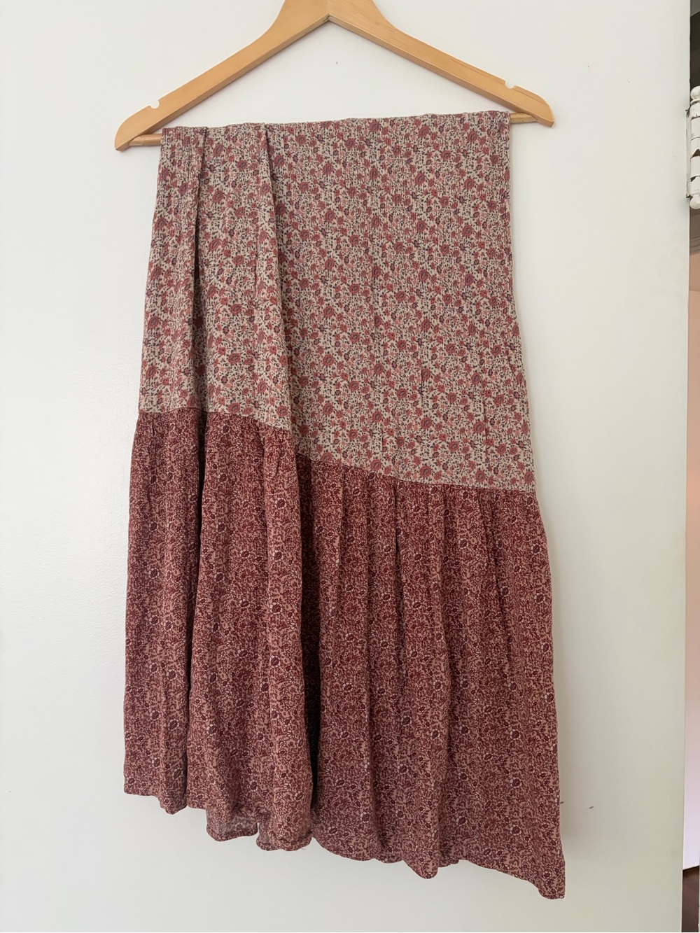 Strapless Smocked Floral Midi Dress / Maxi Skirt, boho, cottagecore